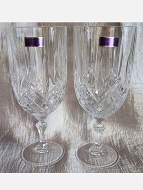 MARKHAM Marquis by Waterford Pair of Crystal Water Goblets 2 Foil Label NEW